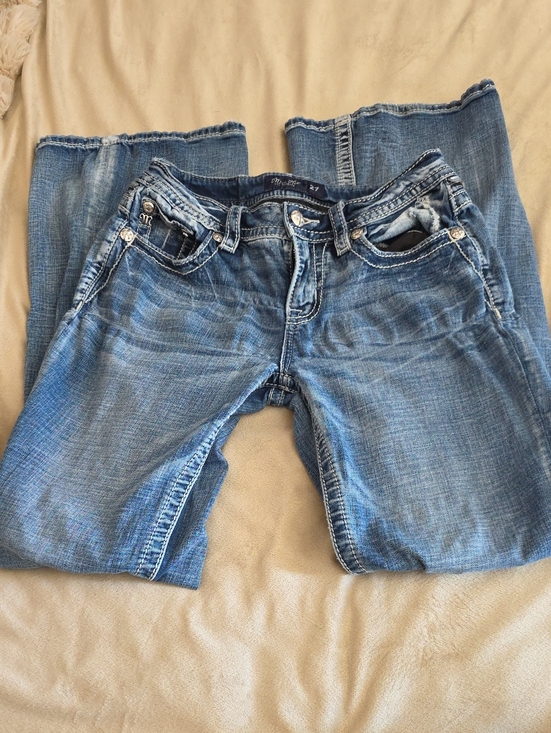 Miss Me Denim - Miss Me Medium Blue Bootcut Jeans with Faded Whiskering